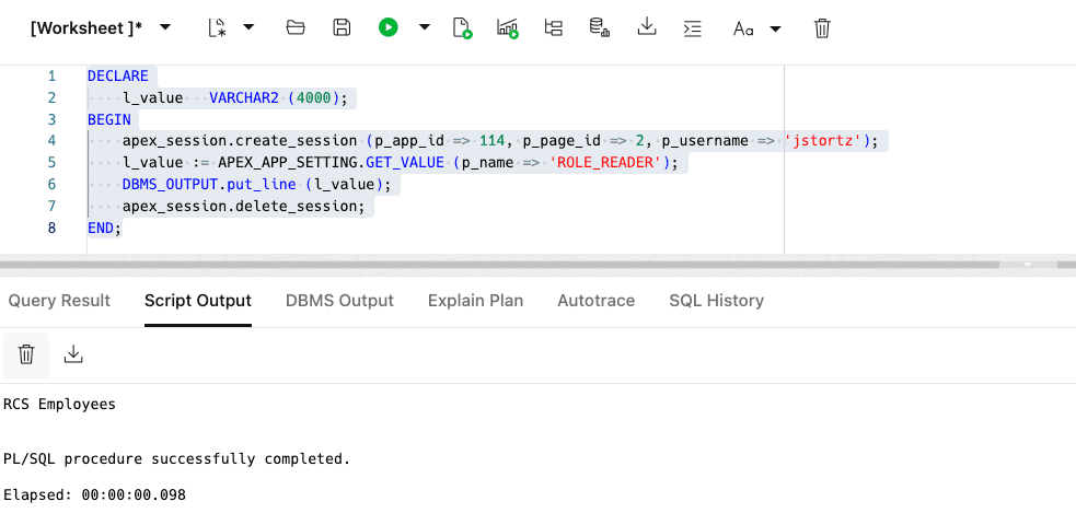 Run APEX Code from SQL Developer Web